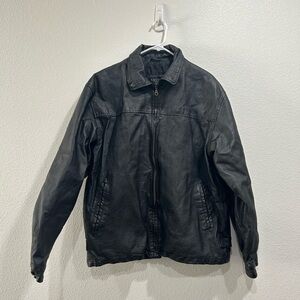 Cougar Leather Jacket Mens Zip Up Large Black Bomber  Motorcycle Grunge